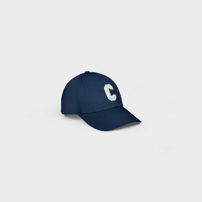 Casquette Celine Initial Baseball In Coton Bleu | CL-592366