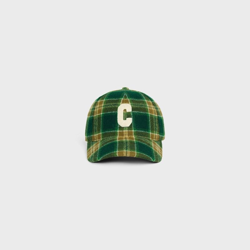 Casquette Celine Initial Snapback In Checked Laine Multicolore | CL-591698