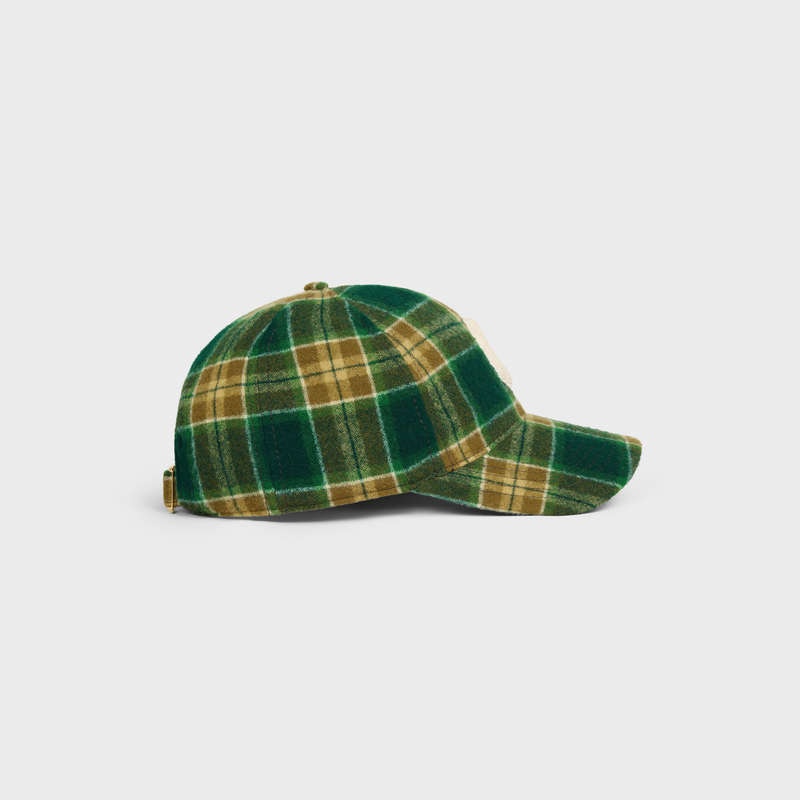 Casquette Celine Initial Snapback In Checked Laine Multicolore | CL-591698