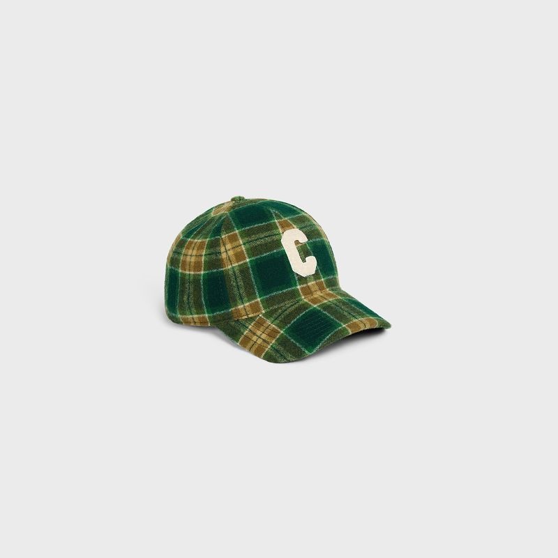 Casquette Celine Initial Snapback In Checked Laine Multicolore | CL-591698