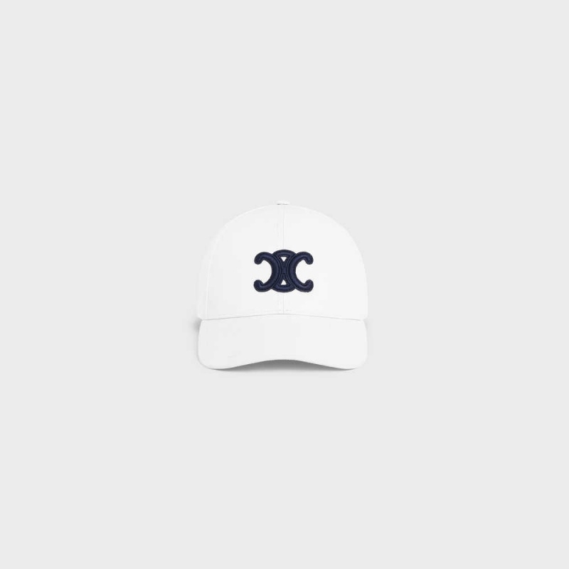 Casquette Celine Triomphe Baseball In Coton Blanche | CL-592358