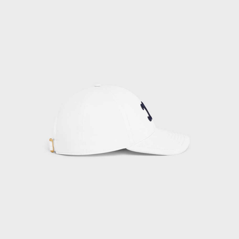 Casquette Celine Triomphe Baseball In Coton Blanche | CL-592358