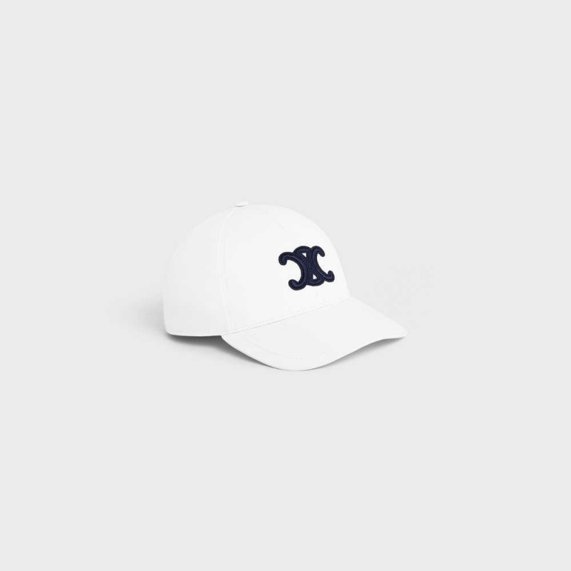 Casquette Celine Triomphe Baseball In Coton Blanche | CL-592358