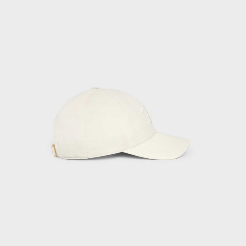 Casquette Celine Triomphe Baseball In Coton Blanche | CL-592357