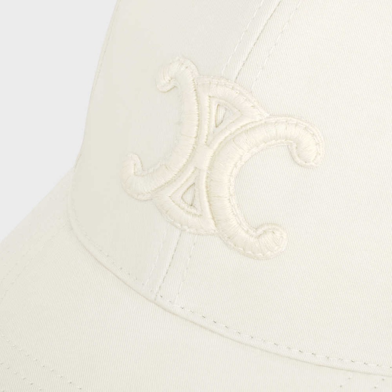 Casquette Celine Triomphe Baseball In Coton Blanche | CL-592357