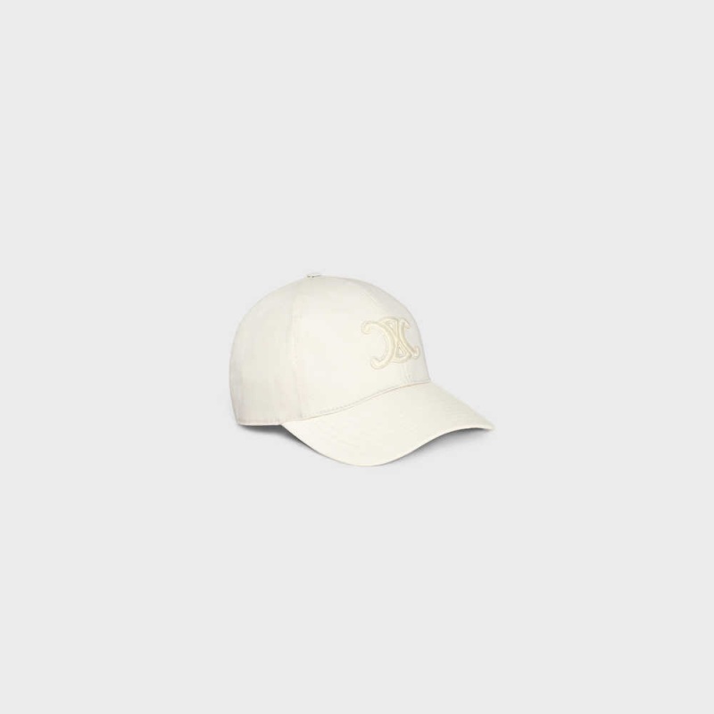 Casquette Celine Triomphe Baseball In Coton Blanche | CL-592357