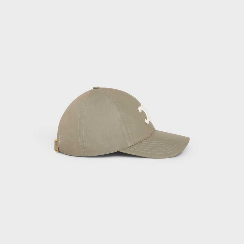 Casquette Celine Triomphe Baseball In Coton Kaki Clair | CL-592356