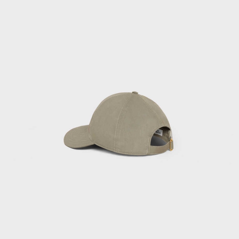 Casquette Celine Triomphe Baseball In Coton Kaki Clair | CL-592356