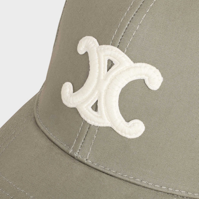 Casquette Celine Triomphe Baseball In Coton Kaki Clair | CL-592356