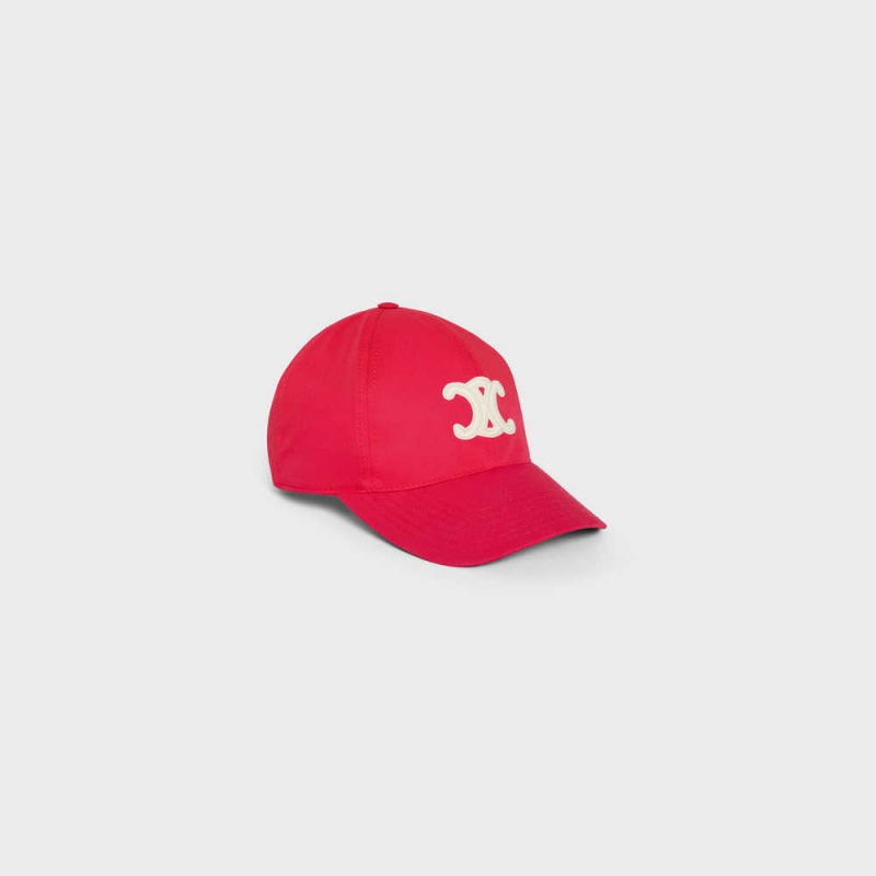 Casquette Celine Triomphe Baseball In Coton Rouge Foncé | CL-592355