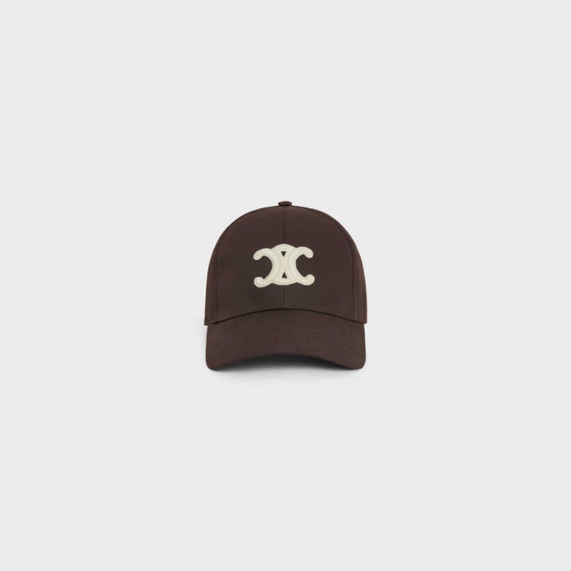 Casquette Celine Triomphe Baseball In Coton Chocolat | CL-592352