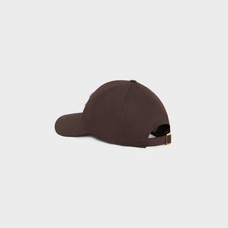 Casquette Celine Triomphe Baseball In Coton Chocolat | CL-592352