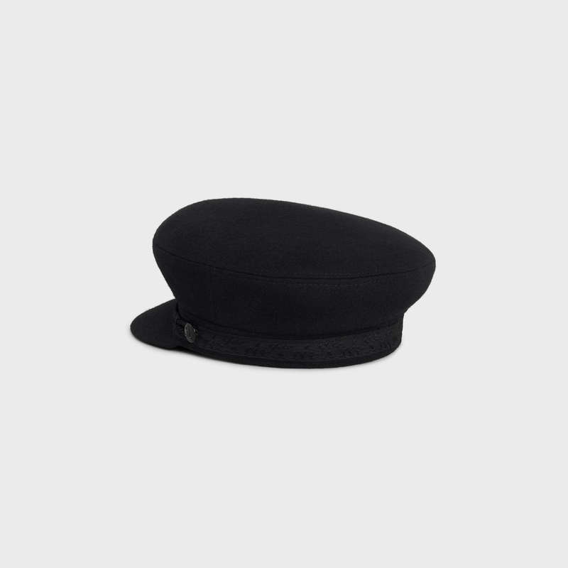 Casquette Celine Triomphe Sailor In Laine Cloth Noir | CL-591724