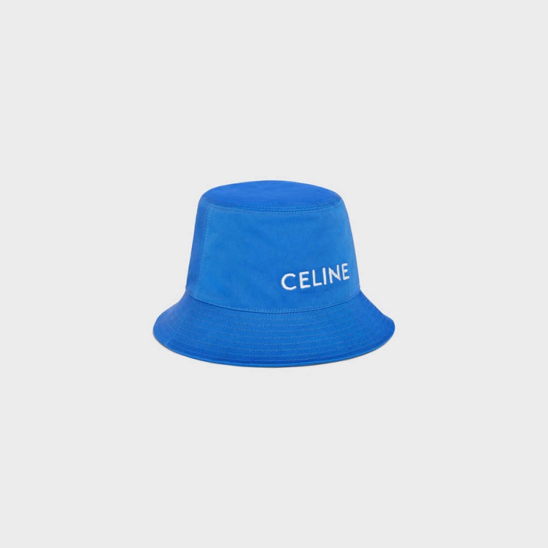 Chapeau Celine Bucket In Coton Gabardine Bleu | CL-592351