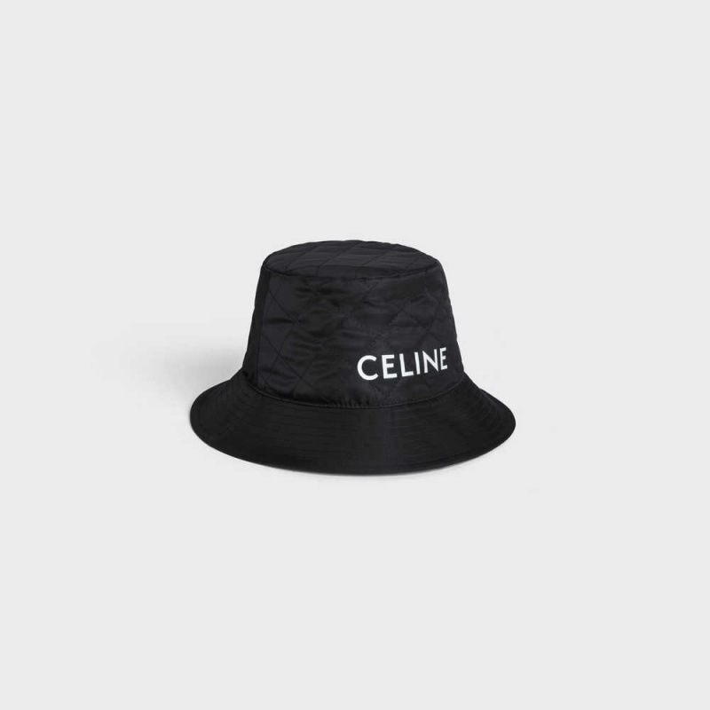 Chapeau Celine Bucket In Nylon Twill Noir | CL-592350