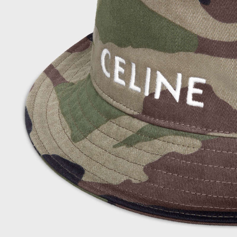 Chapeau Celine Embroidered Bucket In Camouflage Coton Camouflage | CL-591711