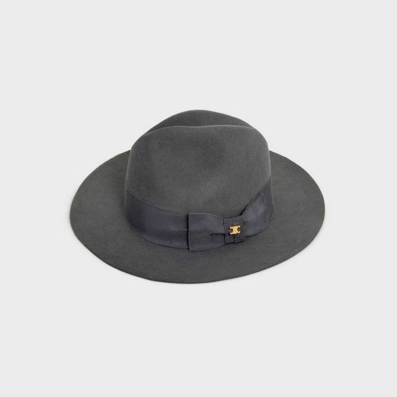 Chapeau Celine Fedora In Felt Grise Foncé | CL-592340