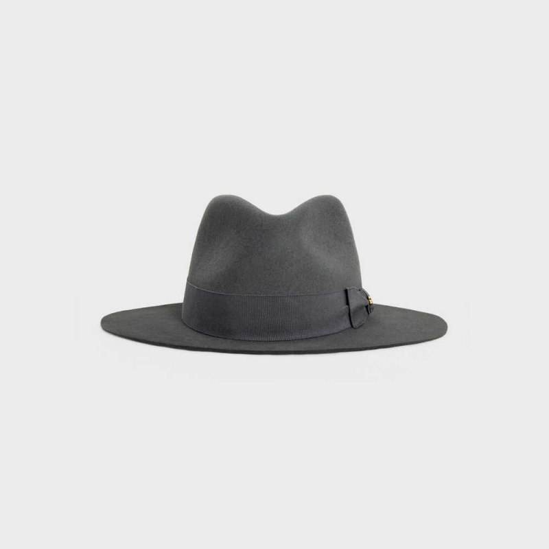 Chapeau Celine Fedora In Felt Grise Foncé | CL-592340