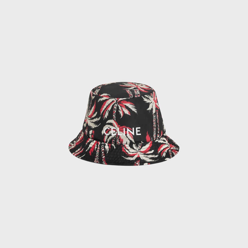 Chapeau Celine Palm Tree Bucket In Nylon Rouge Foncé | CL-591708