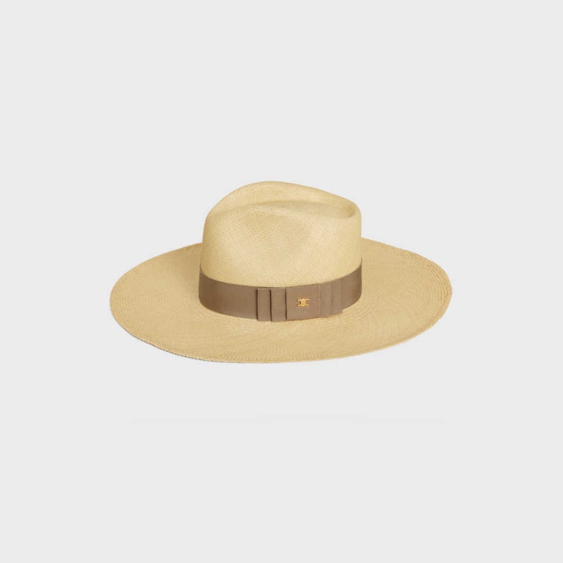 Chapeau Celine Panama In Straw Beige Marron | CL-592345