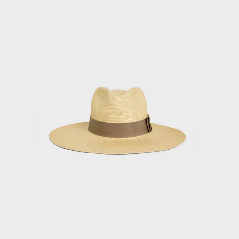 Chapeau Celine Panama In Straw Beige Marron | CL-592345