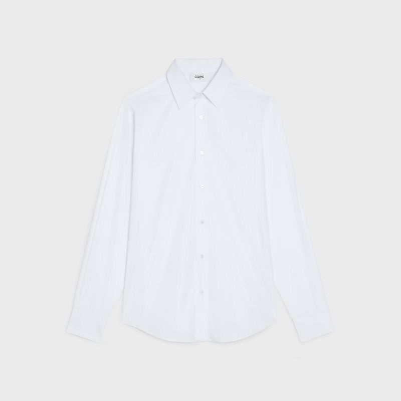 Chemises Celine Loose In Coton Poplin Blanche | CL-592178