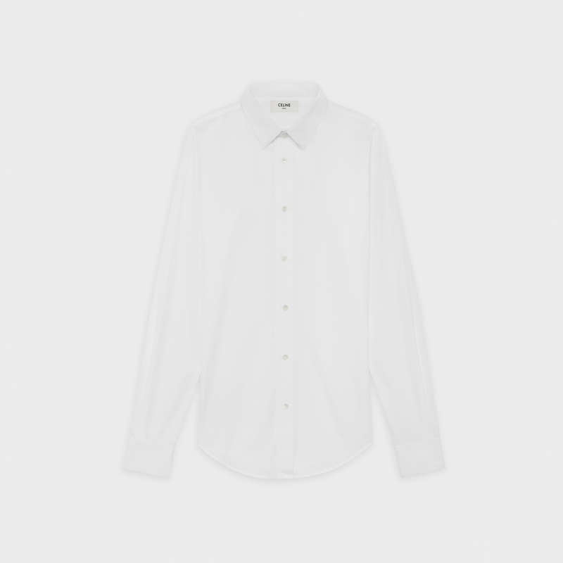 Chemises Celine Mince In Coton Poplin Blanche | CL-592180