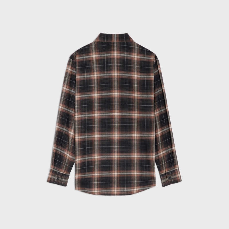 Chemises Celine Oversized In Coton Checks Marron | CL-592156