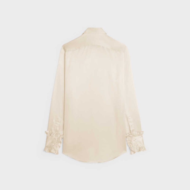 Chemises Celine Romy In Satin Silk Blanche | CL-592816