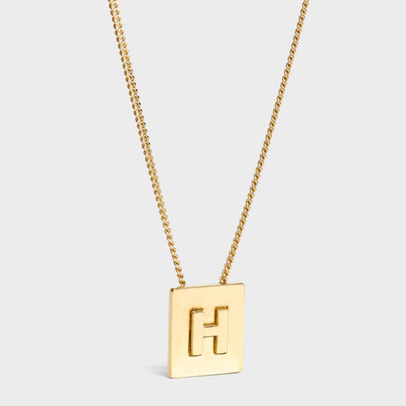 Colliers Celine Alphabet H In Brass With Gold Finish Doré | CL-592271