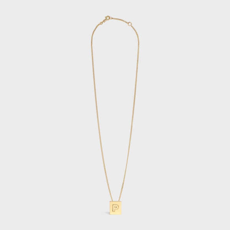 Colliers Celine Alphabet P In Brass With Gold Finish Doré | CL-592279