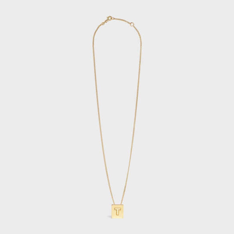 Colliers Celine Alphabet T In Brass With Gold Finish Doré | CL-592283