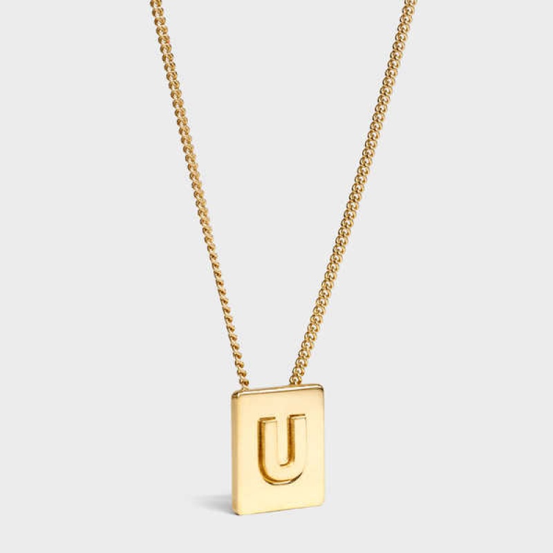 Colliers Celine Alphabet U In Brass With Gold Finish Doré | CL-592284