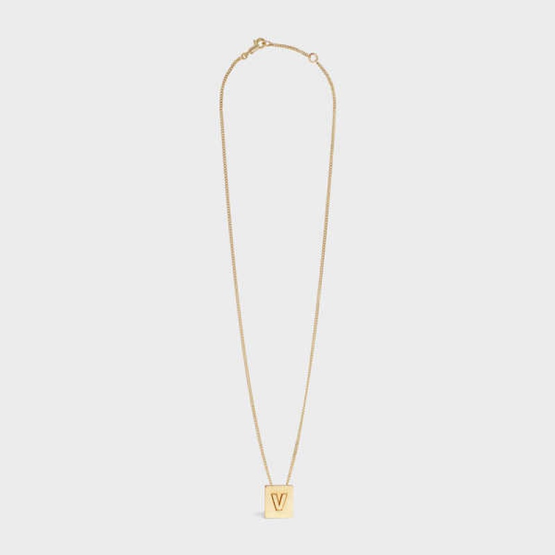 Colliers Celine Alphabet V In Brass With Gold Finish Doré | CL-592285