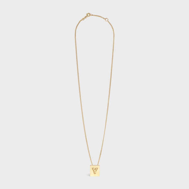 Colliers Celine Alphabet Y In Brass With Gold Finish Doré | CL-592288