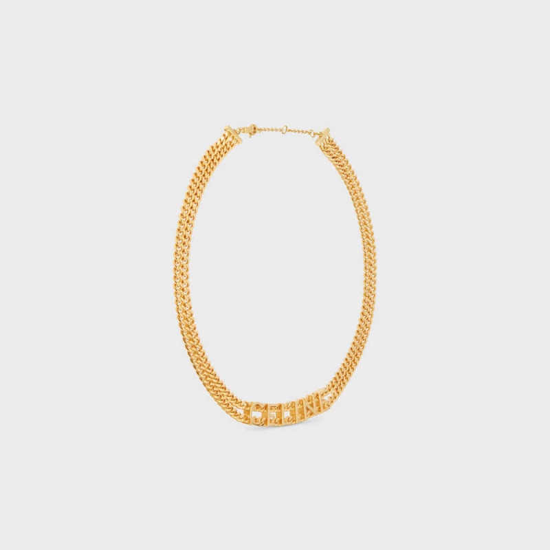 Colliers Celine Gourmette In Brass With Gold Finish Doré | CL-592253