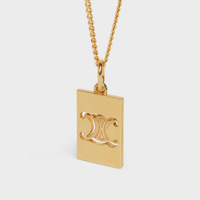 Colliers Celine Separables Triomphe Interlocked Pendant In Brass With Gold Finish Doré | CL-592261