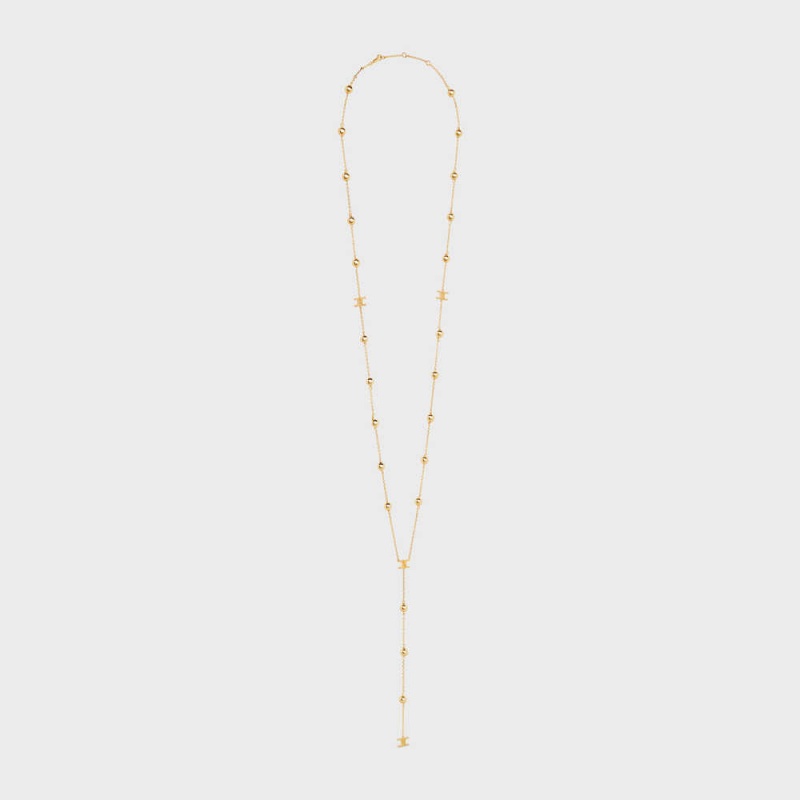 Colliers Celine Triomphe Folk Beads Sautoir In Brass With Gold Finish Doré | CL-592245