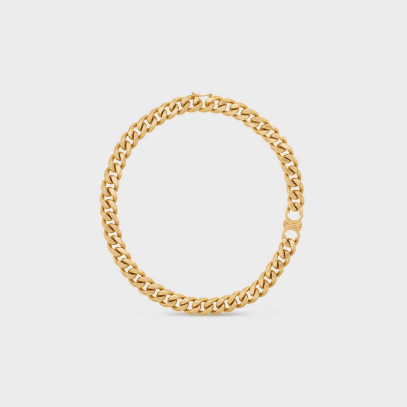 Colliers Celine Triomphe Gourmette In Brass With Gold Finish Doré | CL-592255