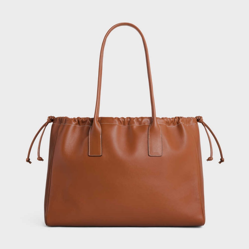 Cuir Triomphe Celine Cabas Drawstring In Smooth Calfskin Marron | CL-593153