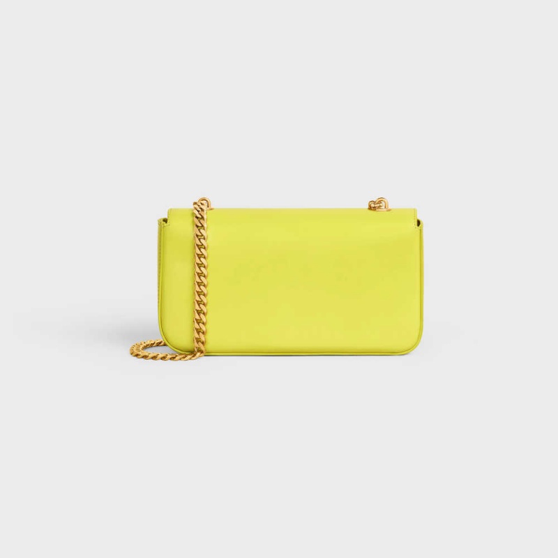 Cuir Triomphe Celine Chain Shoulder Bag In Shiny Calfskin Citron | CL-593164