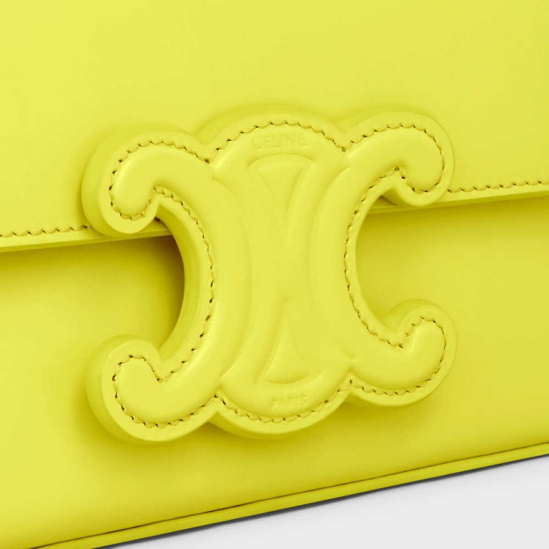 Cuir Triomphe Celine Chain Shoulder Bag In Shiny Calfskin Citron | CL-593164