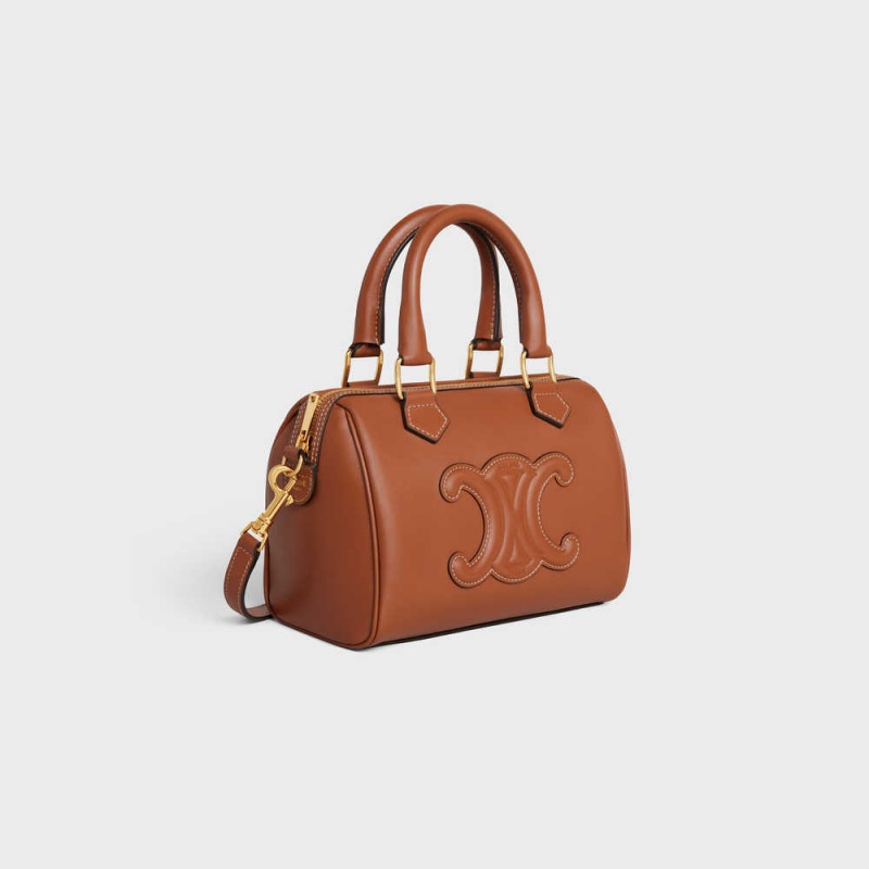 Cuir Triomphe Celine Small Boston In Smooth Calfskin Marron | CL-593149