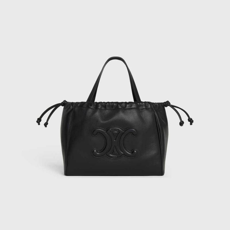 Cuir Triomphe Celine Small Cabas Drawstring In Smooth Calfskin Noir | CL-593154