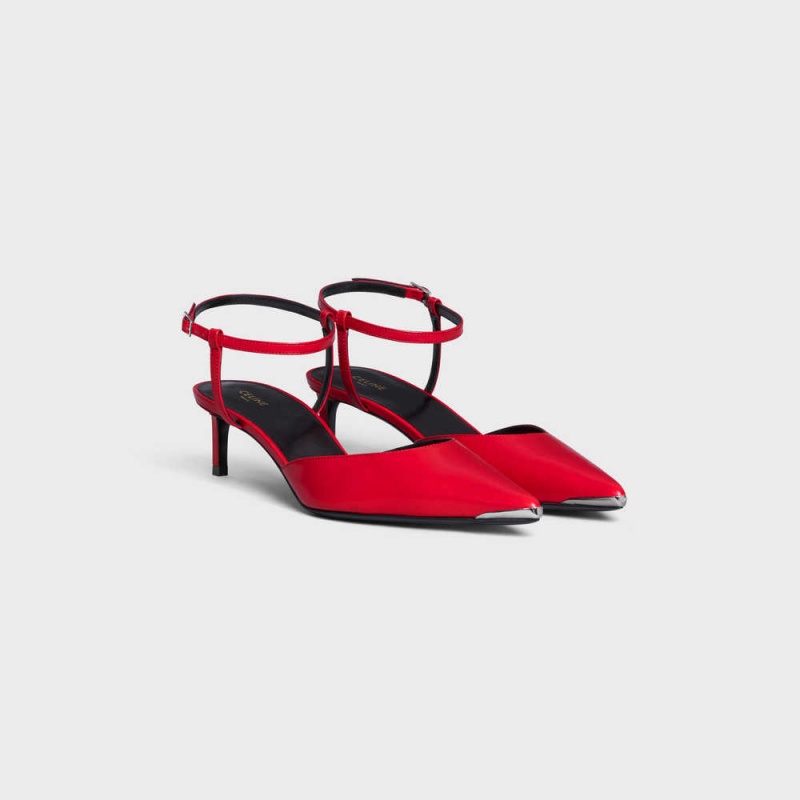 Escarpin Celine Kitten With Metal Embout In Kidskin Rouge | CL-592566