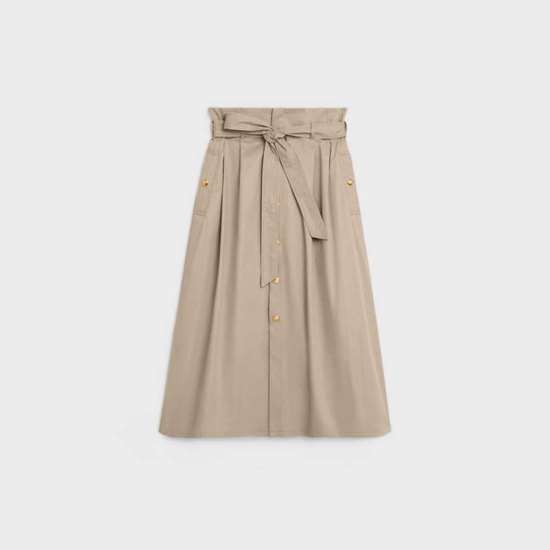 Jupes Celine High-waisted In Legere Gabardine Beige | CL-592879