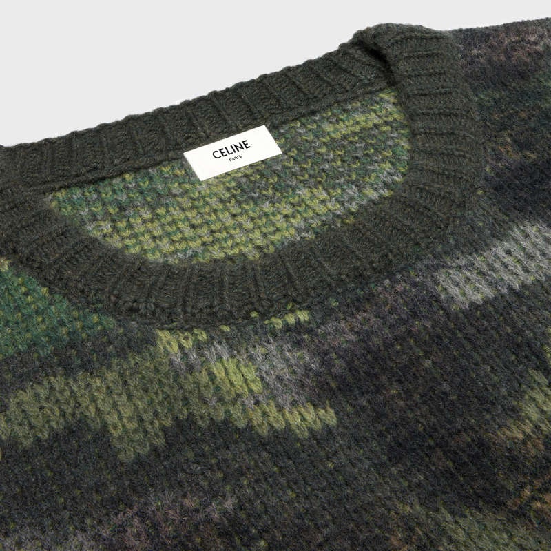 Knitwear Celine Boxy Cropped In Camouflage Laine Camouflage | CL-592105