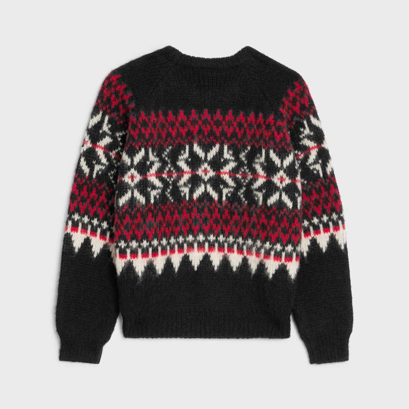 Knitwear Celine Boxy In Snowflake Laine Noir Rouge Blanche | CL-592104