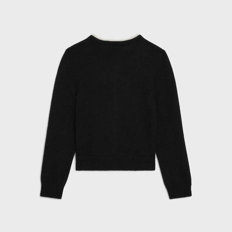 Knitwear Celine Cardigan With Bow In Alpaca Noir | CL-592083