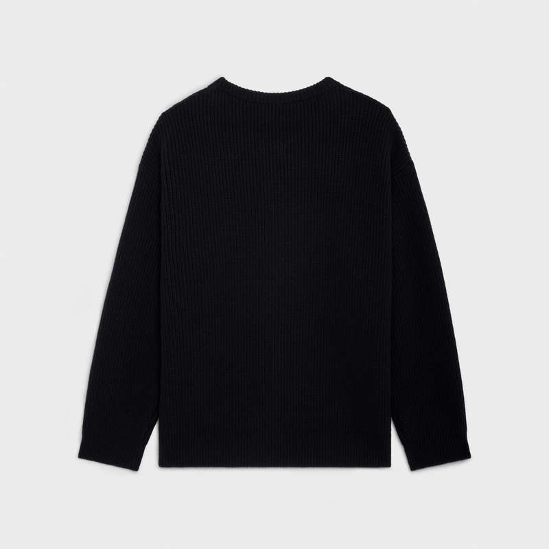 Knitwear Celine Oversized In Nervuré Laine Noir | CL-592101